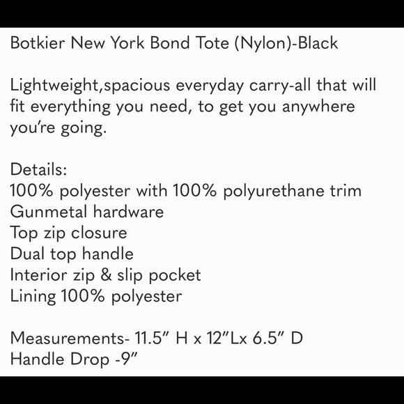 NWT Botkier New York Bond tote Nylon/Black - Picture 8 of 8
